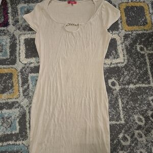 Guess Kiana Dress Womens Size XL Brown Ribbed Body Con Chain Accent